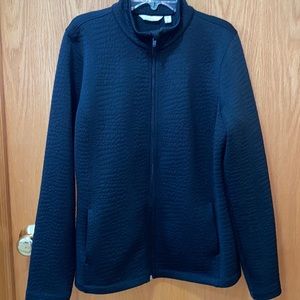 Black zip up lightweight jacket • raised pebble pattern/texture